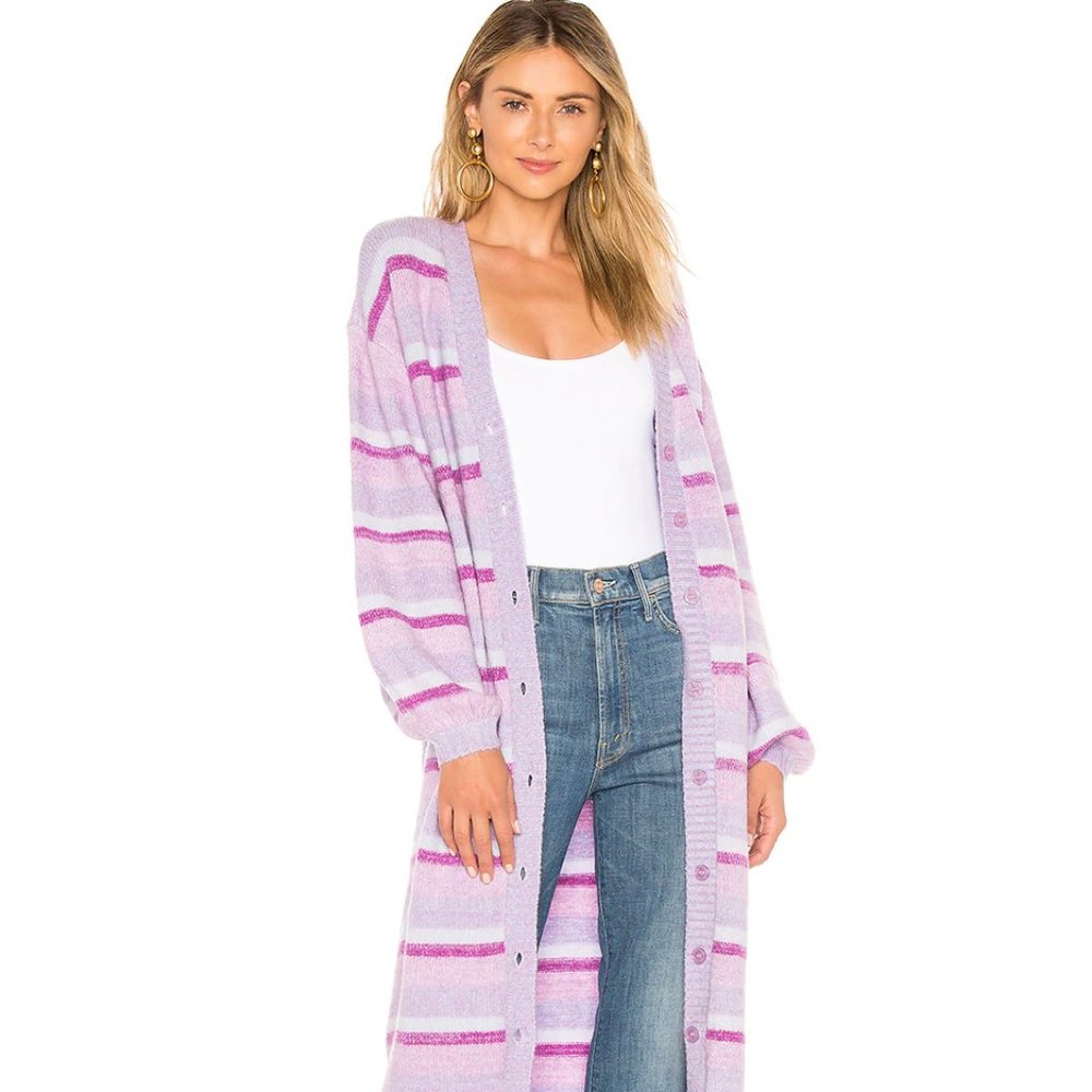 Lovers + Friends Stripe Long Cardigan Sweater